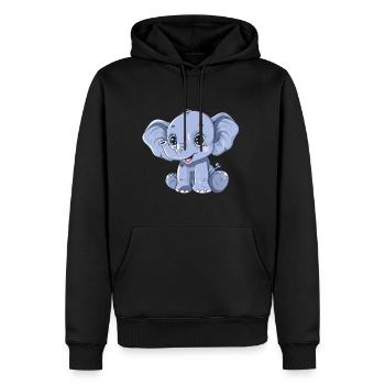 Süßer Blauer Elefant Mit Großen Augen - Männer Premium Bio Hoodie - Schwarz - Vorne - Nico (187cm)