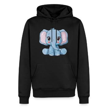 Süßer Blauer Elefant Mit Großen Augen - Männer Premium Bio Hoodie - Schwarz - Vorne - Nico (187cm)