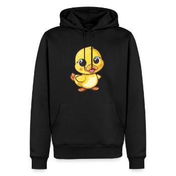 Canard mignon agitant avec un sourire - Sweat à capuche Premium bio Homme - noir - Devant - Nico (187cm)