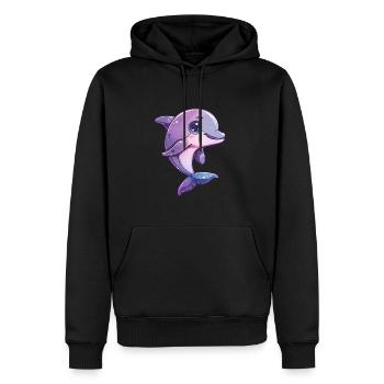 Dauphin souriant et joueur - Sweat à capuche Premium bio Homme - noir - Devant - Nico (187cm)