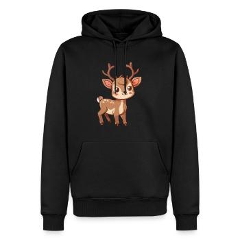Niedliches Rehkitz Mit Großen Augen - Männer Premium Bio Hoodie - Schwarz - Vorne - Nico (187cm)