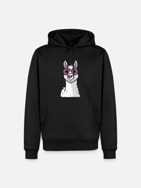 Lustiges Lama Mit Sonnenbrille - Männer Premium Bio Hoodie - Schwarz