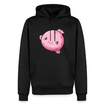 Poisson à bulles rose avec un sourire charmant - Sweat à capuche Premium bio Homme - noir - Devant - Nico (187cm)