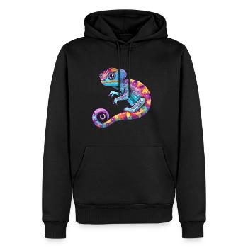 Voyage de découverte de caméléons colorés - Sweat à capuche Premium bio Homme - noir - Devant - Nico (187cm)
