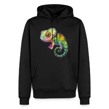 Buntes Chamäleon Fantasie Kreatur - Männer Premium Bio Hoodie - Schwarz - Vorne - Nico (187cm)