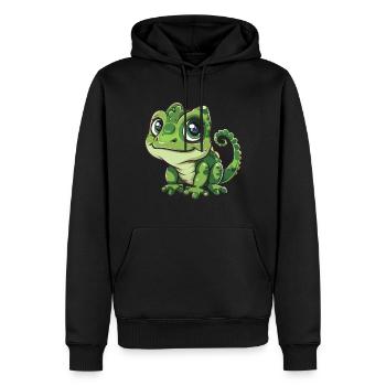 Mignon ami caméléon aux yeux verts - Sweat à capuche Premium bio Homme - noir - Devant - Nico (187cm)