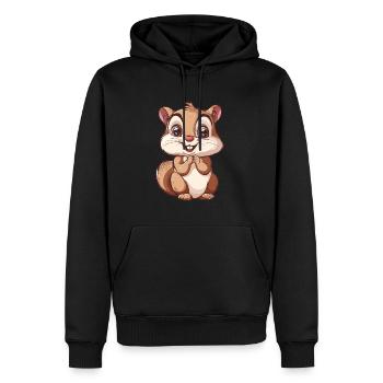 Cute Smiling Squirrel Motif - Men’s Premium Organic Hoodie - black - Front - Nico (187cm)