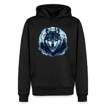 Wolf Winter Forest - Men’s Premium Organic Hoodie - black - Front - Nico (187cm)