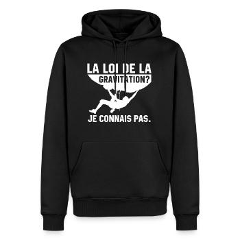 la loi de la gravitation je connais pas - Sweat à capuche Premium bio Homme - noir - Devant - Nico (187cm)