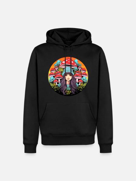 Mushroom Lady - Männer Premium Bio Hoodie - Schwarz