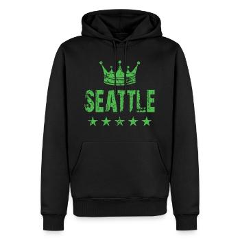 Seattle Crown Stars - Men’s Premium Organic Hoodie - black - Front - Nico (187cm)