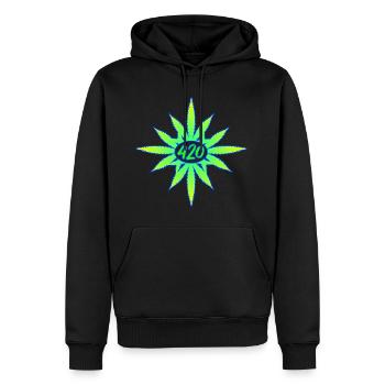 420 Cannabis - Hanf - Marihuana - Weed - Marijuana - Männer Premium Bio Hoodie - Schwarz - Vorne - Nico (187cm)
