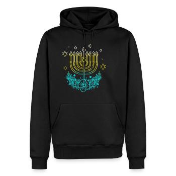 Hanoukka Hanoukka Hanoukka Hanouka Menorah - Sweat à capuche Premium bio Homme - noir - Devant - Nico (187cm)
