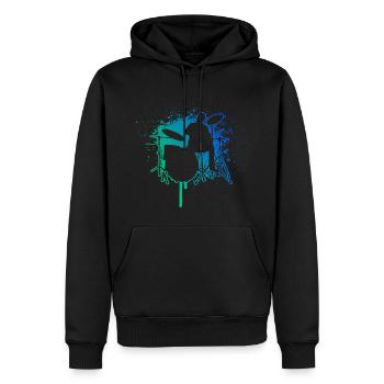 Batteur Batteur Batterie - Sweat à capuche Premium bio Homme - noir - Devant - Nico (187cm)