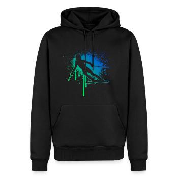 Skieur acrobatique masculin Sports d’hiver Cascade - Sweat à capuche Premium bio Homme - noir - Devant - Nico (187cm)