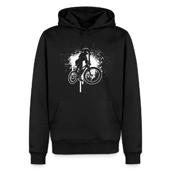 Cyclisme VTT Cycliste Homme - Sweat à capuche Premium bio Homme - noir - Devant - Nico (187cm)