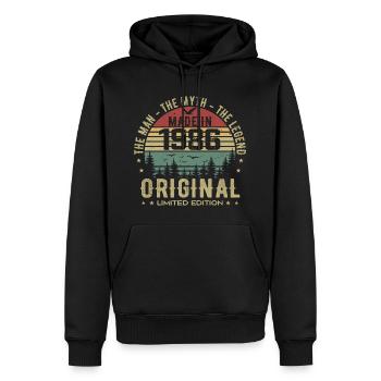 Original 1986 Retro 1986 Geburtstagsgeschenk 1986 - Männer Premium Bio Hoodie - Schwarz - Vorne - Nico (187cm)