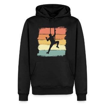 Légende de l’escalade rétro vintage - Sweat à capuche Premium bio Homme - noir - Devant - Nico (187cm)