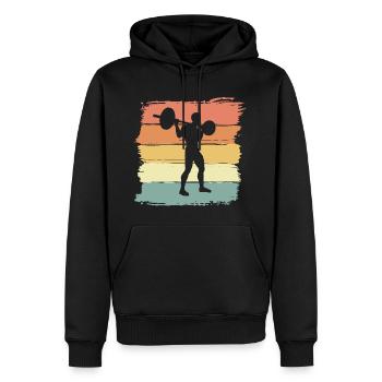 Kraftsport Fitness Gewichte heben retro vintage - Männer Premium Bio Hoodie - Schwarz - Vorne - Nico (187cm)