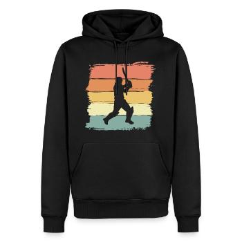 Cricket rétro vintage légende du cricket - Sweat à capuche Premium bio Homme - noir - Devant - Nico (187cm)