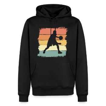 Basketball Retro Vintage Basketball Legende - Männer Premium Bio Hoodie - Schwarz - Vorne - Nico (187cm)