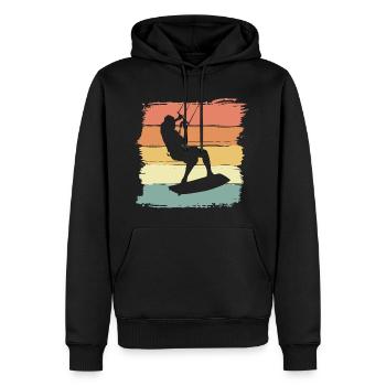 Kitesurf Rétro Vintage Kitesurf Légende - Sweat à capuche Premium bio Homme - noir - Devant - Nico (187cm)