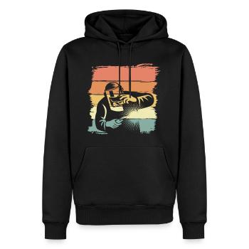 Welding retro vintage welder legend - Men’s Premium Organic Hoodie - black - Front - Nico (187cm)