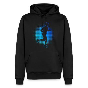 Herren Marathon Damen Jogging Joggen Marathonlaufe - Männer Premium Bio Hoodie - Schwarz - Vorne - Nico (187cm)