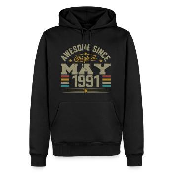 Vintage Mai 1991 Mai 1991 né en Mai 1991 Original - Sweat à capuche Premium bio Homme - noir - Devant - Nico (187cm)