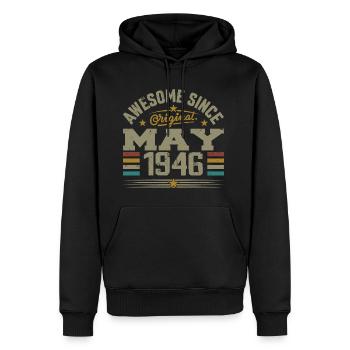 Vintage May 1946 May 1946 Born May 1946 Original - Men’s Premium Organic Hoodie - black - Front - Nico (187cm)