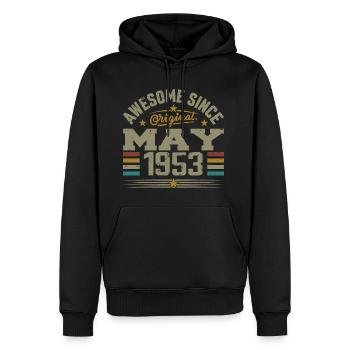 Vintage Mai 1953 Mai 1953 né en Mai 1953 Original - Sweat à capuche Premium bio Homme - noir - Devant - Nico (187cm)