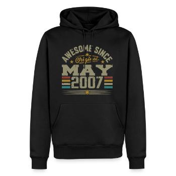 Jahrgang Mai 2007 Mai 2007 Jahrgang Mai 2007 Original - Männer Premium Bio Hoodie - Schwarz - Vorne - Nico (187cm)