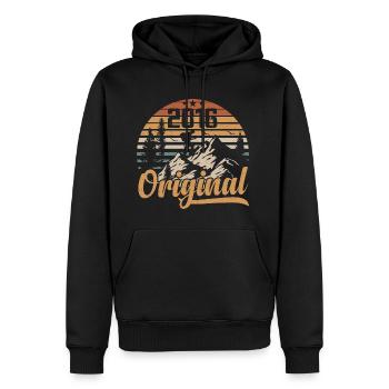Original 2016 Retro 2016 Jahrgang 2016 Jubiläum - Männer Premium Bio Hoodie - Schwarz - Vorne - Nico (187cm)