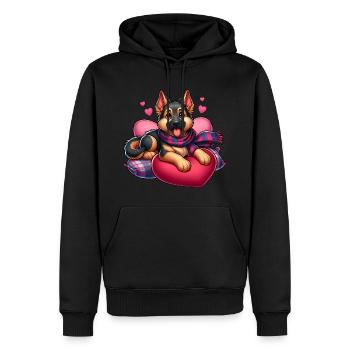 Berger allemand amour coeur - Sweat à capuche Premium bio Homme - noir - Devant - Nico (187cm)