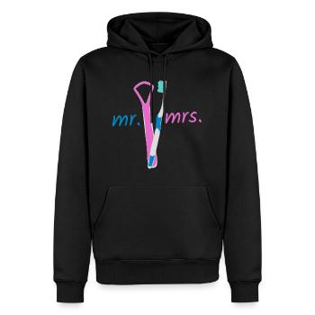 M. Mme - Sweat à capuche Premium bio Homme - noir - Devant - Nico (187cm)