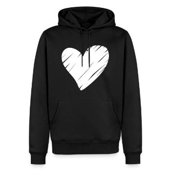 Cœur Blanc - Sweat à capuche Premium bio Homme - noir - Devant - Nico (187cm)