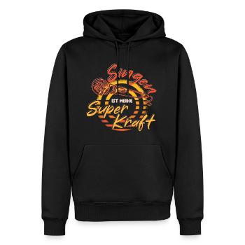 Singen - Gesang - ist meine Superkraft - Mikrofon - Männer Premium Bio Hoodie - Schwarz - Vorne - Nico (187cm)