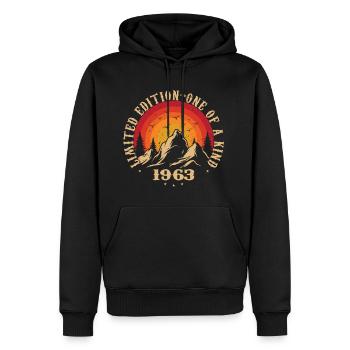 Jahrgang 1963 Retro 1963 Geburtstagsgeschenk 1963 - Männer Premium Bio Hoodie - Schwarz - Vorne - Nico (187cm)
