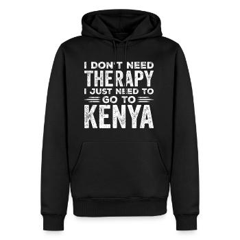 Ich brauche keine Therapie, ich muss nur nach Kenia gehen - Männer Premium Bio Hoodie - Schwarz - Vorne - Nico (187cm)