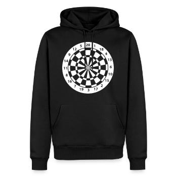 Dartboard heavy white design - Men’s Premium Organic Hoodie - black - Front - Nico (187cm)