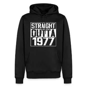 Straight Outta 1977 Cadeau Anniversaire 1977 Retro - Sweat à capuche Premium bio Homme - noir - Devant - Nico (187cm)
