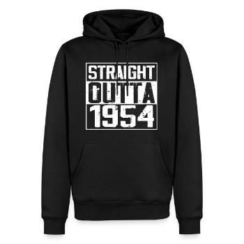 Straight Outta 1954 Retro 1954 Jubiläumsgeschenk - Männer Premium Bio Hoodie - Schwarz - Vorne - Nico (187cm)