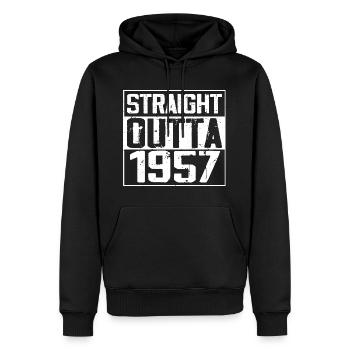 Straight Outta 1957 Retro 1957 Jubiläumsgeschenk - Männer Premium Bio Hoodie - Schwarz - Vorne - Nico (187cm)