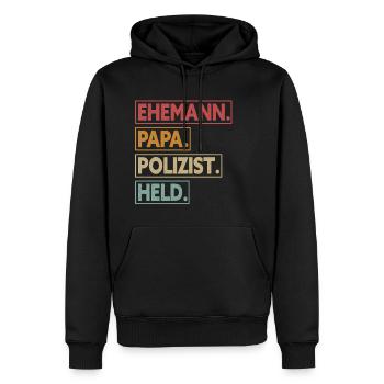 Ehemann Papa Polizist Held - Männer Premium Bio Hoodie - Schwarz - Vorne - Nico (187cm)