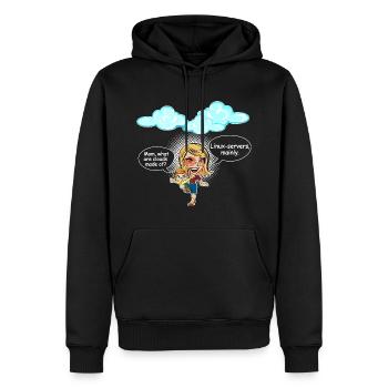 Maman, de quoi sont faits les nuages ? - Sweat à capuche Premium bio Homme - noir - Devant - Nico (187cm)