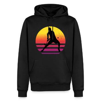 Unihockey Innebandy Floorball Unihockeyspielen - Männer Premium Bio Hoodie - Schwarz - Vorne - Nico (187cm)