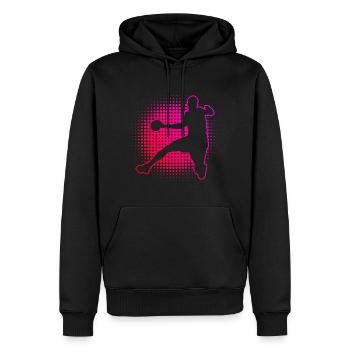 Joueurs de handball Joueurs de handball Hommes Joueurs de handball Jeux de handball - Sweat à capuche Premium bio Homme - noir - Devant - Nico (187cm)