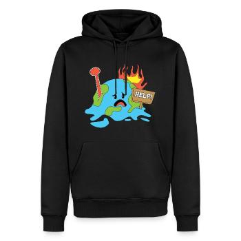 Climate Change Earth Help - Männer Premium Bio Hoodie - Schwarz - Vorne - Nico (187cm)