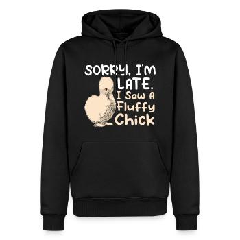 J’ai vu un poussin moelleux Silkie Chicken Silken Chicken - Sweat à capuche Premium bio Homme - noir - Devant - Nico (187cm)