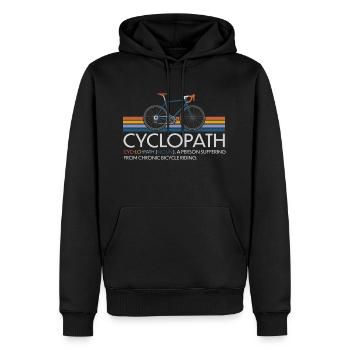 CYCLOPATH GRAVEL RADRENNFAHRER RETRO RENNRAD - Männer Premium Bio Hoodie - Schwarz - Vorne - Nico (187cm)